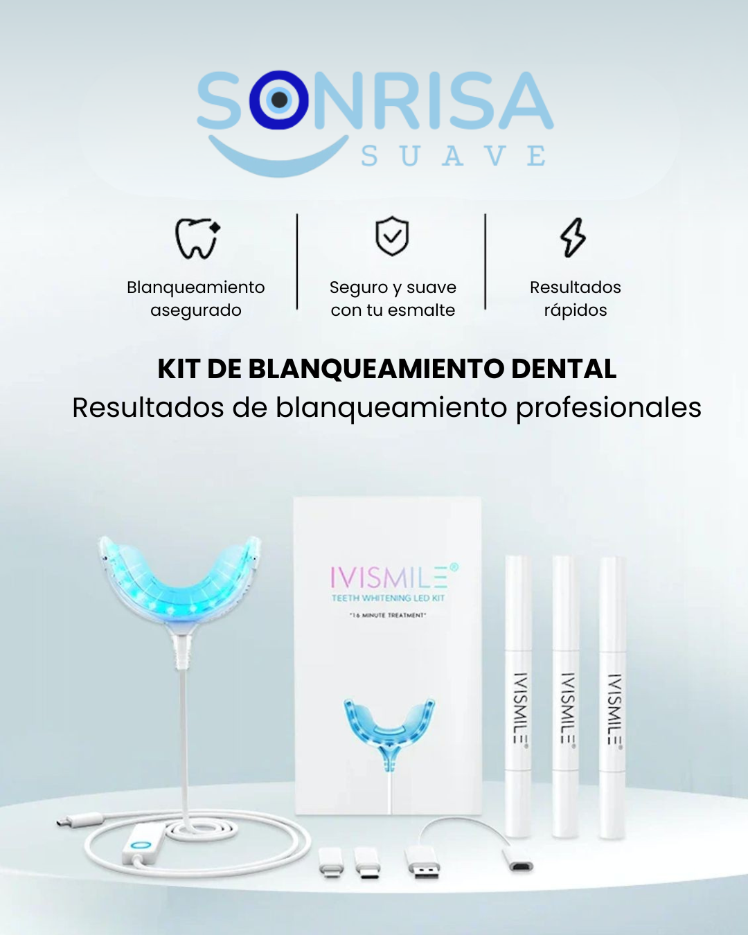 Blanqueá tu sonrisa en casa — resultados visibles desde la primera sesión